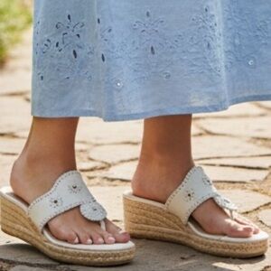 Jack Rogers White Palm Beach Espadrille Wedge Sandals size 7.5